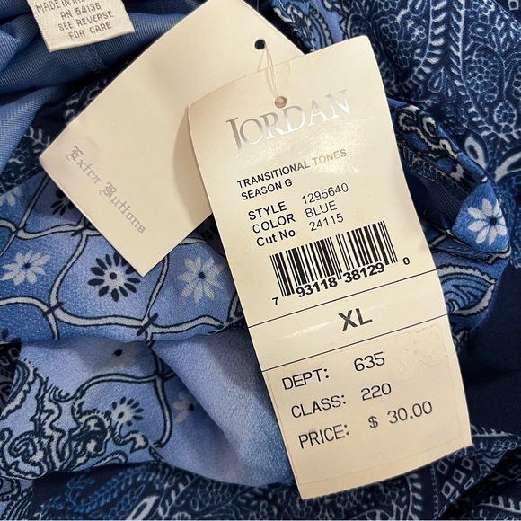 Vintage Jordan Blue Patchwork Paisley Print Straight Skirt Size XL - Picture 7 of 7